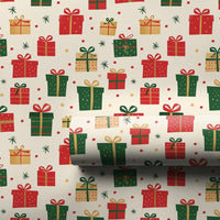 Red Green Gold Holiday Gift Wrap, Christmas Gift Box Wrapping Paper, Festive Present Pattern Wrapping Paper, Winter Holiday Gift Wrap Roll