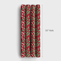 Red Holly Berry Gift Wrap, JOY Christmas Wrapping Paper, Festive Holiday Wrapping Paper, Xmas Gift Wrap Roll, Winter Present Wrapping Paper