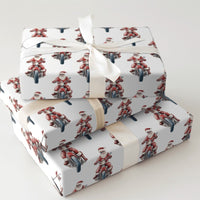 Biker Santa Claus Gift Wrap, Sunglasses Santa Motorcycle Wrapping Paper, Cool Santa Holiday Wrapping Paper, Christmas Motorcycle Gift Wrap