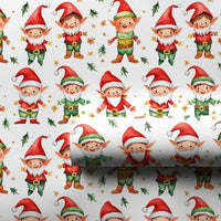 Holiday Gnome Wrapping Paper, Christmas Elf Wrapping Paper, Watercolor Pine and Snowflake Gift Wrap, Festive Xmas Present Wrapping Paper