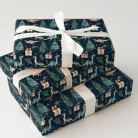 Watercolor Dino Gift Wrap, Navy Christmas Dinosaur Wrapping Paper, Winter Tree Holiday Dinosaur Wrapping Paper, Kids Gift Wrapping Paper