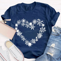 Winter Snow Day Graphic Tee, Snowflake Heart T-Shirt, Adorable Snowflake Heart Shirt, Comfy Holiday Winter Season Tee, Christmas Snow Lover Present