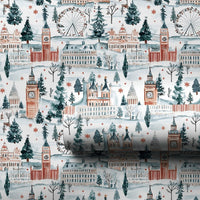 Big Ben Holiday Gift Wrap, London Christmas Wrapping Paper, Snowy Cityscape Present Wrap, Winter London Eye Travel Christmas Gift Wrap