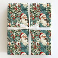 Retro Christmas Carols Gift Wrap, Vintage Singing Santa Wrapping Paper, Holiday Present Paper, Festive Xmas Wrapping Paper Roll for Presents