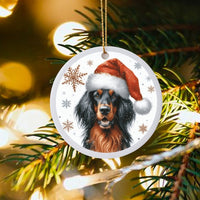 Santa Hat Gordon Setter Dog Ornament, Gordon Setter Christmas Ornament, Gordon Setter Ceramic Holiday Ornament, Dog Lover Tree Decor Present