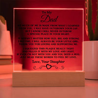 Sentimental Poem Plaque, Daughter to Dad Acrylic Plaque, LED Night Light Plaque, Fathers Day Desk Sign, Birthday Christmas Present for Dad