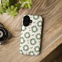Watercolor Winter Botanical iPhone 15 Pro Case, Christmas Holiday Wreath Phone Case, Dual Layer Festive Season Phone Cover