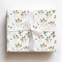 Celestial Horn Playing Angels Gift Wrap, Watercolor Angel Christmas Wrapping Paper, Religious Holiday Present Paper, Angelic Gift Wrap
