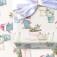 Southwestern Holiday Gift Wrap, Christmas Cactus Wrapping Paper, Succulent Christmas Wrapping Paper, Festive Desert Plant Gift Wrap Roll