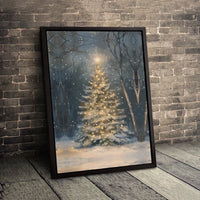Snowy Winter Forest Canvas Print, Christmas Tree Canvas Wall Art, Winter Christmas Tree Art, Holiday Landscape Canvas, Xmas Tree Wall Decor