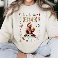 F Caw F Rooster Holiday Sweatshirt, Humorous Santa Chicken Christmas Sweatshirt, Sarcastic Xmas Graphic Crewneck, Humorous Animal Holiday Sweater