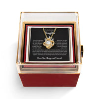 Sparkling CZ Crystal Knot Necklace, Love Knot Necklace for Daughter, Daughter Jewelry with Rose Box, Birthday Present for Her, Christmas Present