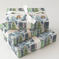 Colonial House Gift Wrap, Yellow Labrador Christmas Wrapping Paper, Festive Dog Wrapping Paper, Holiday Gift Wrap, Dog Lover Present Wrap