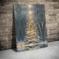 Winter Forest Christmas Wall Decor, Snowy Christmas Tree Canvas Art, Pine Tree Landscape Print, Christmas Art Digital Download