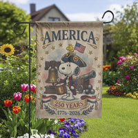 America 250 Years Patriotic Garden Flag | Cute Cartoon Dog Soldier 1776-2026 USA Semiquincentennial | Double-Sided Premium Weather-Resistant Polyester | 4th of July Outdoor Yard Decor Gift