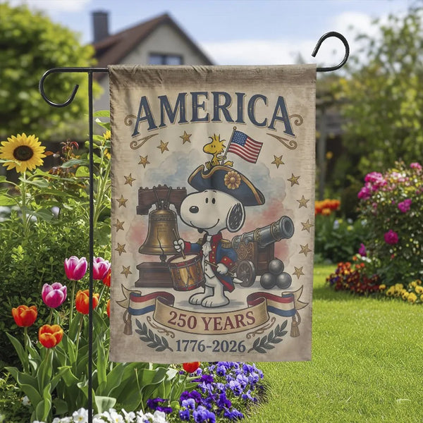 America 250 Years Patriotic Garden Flag | Cute Cartoon Dog Soldier 1776-2026 USA Semiquincentennial | Double-Sided Premium Weather-Resistant Polyester | 4th of July Outdoor Yard Decor Gift
