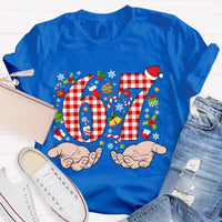 Candy Cane Snowflakes Christmas T-Shirt, Six to Seven Santa Hat Shirt, Festive Holiday Graphic Tee, Winter Xmas Shirt, Christmas Family Present