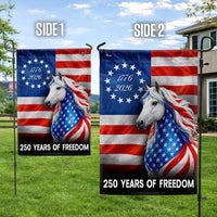 Patriotic White Horse Garden Flag | 250 Years of Freedom 1776-2026 | Double-Sided Premium Polyester | Americana Farmhouse Decor