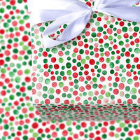 Red and Green Christmas Gift Wrap, Watercolor Polka Dot Wrapping Paper, Festive Holiday Wrapping Paper, Xmas Present Gift Wrap Roll