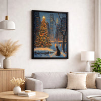 NYC Winter Snow Canvas Print, Black Cat Christmas Canvas Art, Impressionist Holiday Canvas Wall Art, Snowy City Wall Decor, Cat Lover Present