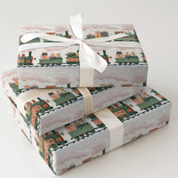 Steam Engine Holiday Gift Wrap, Vintage Christmas Train Wrapping Paper, Nostalgic Toy Train Wrapping Paper, Festive Kids Gift Wrap Roll