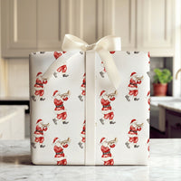 Musical Christmas Gift Wrap, Santa Playing Trumpet Wrapping Paper, Watercolor Santa Present Paper, Holiday Musician Gift Wrap