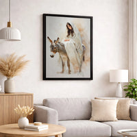 Watercolor Catholic Canvas Print, Virgin Mary on Donkey Canvas Wall Art, Religious Nativity Wall Decor, Christian Art Canvas, Christmas Present