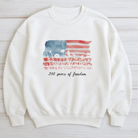 Patriotic Wildflower Sweatshirt | America 250 Years of Fredom Watercolor Flag Floral Art | Soft Cotton Blend Pullover | Gift for Patriotic Women