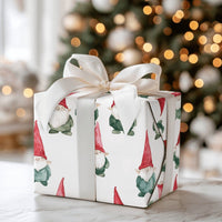 Watercolor Holiday Gnome Gift Wrap, Christmas Gnome Wrapping Paper, Adorable Winter Holiday Wrapping Paper, Festive Scandinavian Wrapping Paper