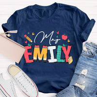 Personalize Name Apple Teacher T-Shirt