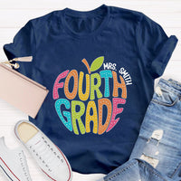 Personalized Grade And Name Letter Apple Teacher T-Shirt