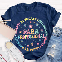 Para Professional Adapt Advocate Pink Flower Teacher T-Shirt