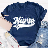 School Nurse Letter Printed T-Shirt