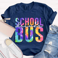 Colorful Printed School Bus Driver T-Shirt