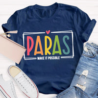 Make It Possible Pink Heart Teacher T-Shirt