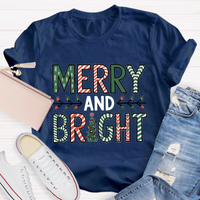Merry And Bright Christmas Tree Teacher T-Shirt