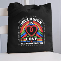Inclusion Is Love Neurodiversity Canvas Tote Bag