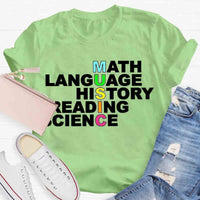 Math Language History Reading Science Music Teacher T-Shirt