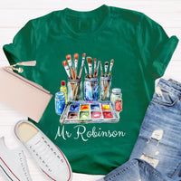Personalized Name Painter Brush Art Teacher T-Shirt