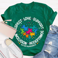 Love Support Acceptance Inclusion Respect Autism Awareness T-Shirt