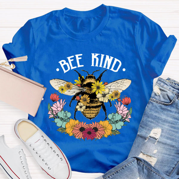 Bee Kind Floral Teacher T-Shirt