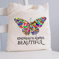 Kindness Is Always Beautiful Butterfly Canvas Tote Bag
