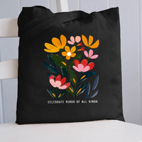Celebrate Minds of All Kinds Floral Canvas Tote Bag