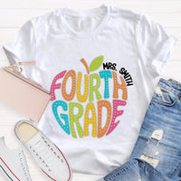 Personalized Grade And Name Letter Apple Teacher T-Shirt
