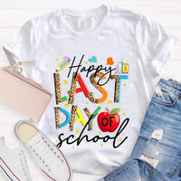 Happy Last Day Of School Leopard Printed Teacher T-Shirt