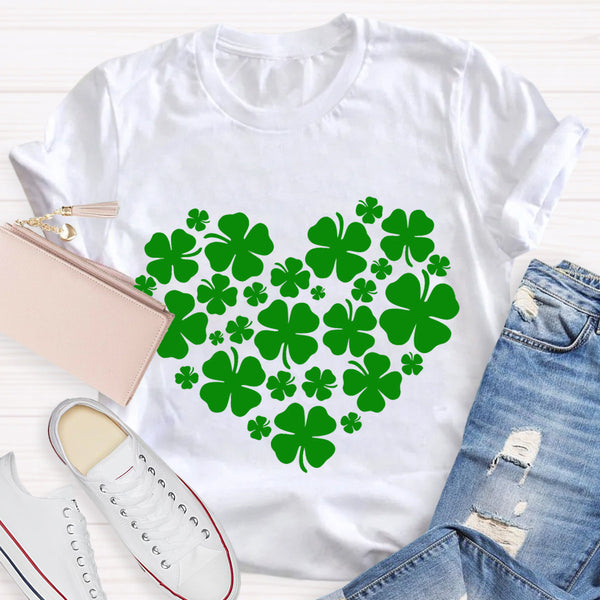 Cute Shamrocks in Heart T-Shirt