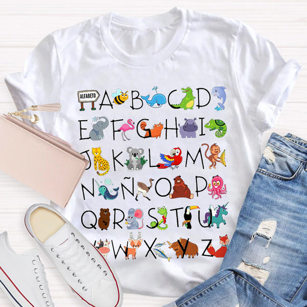 Spanish Alpphabet For Language Teacher Maestra And Spanish Class Teacher T-Shirt