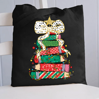 Pencil Tree Bow Canvas Tote Bag