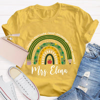 Personalized Name Green Rainbow Teach Love Inspire T-Shirt