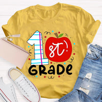 Personalized Grade 1st Grade Red Apple Teacher T-Shirt